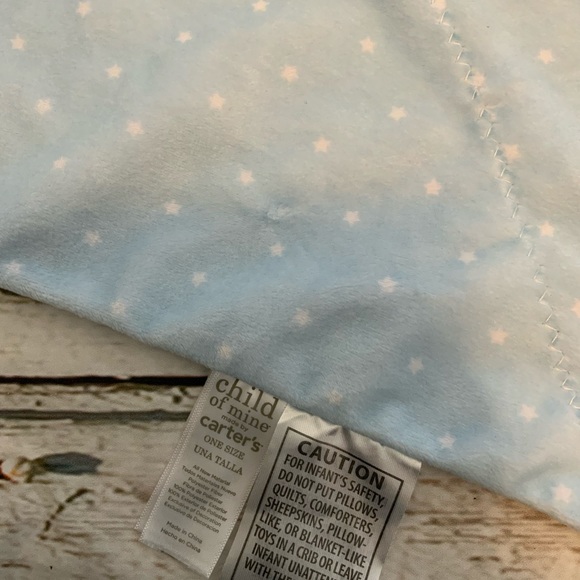 Carters Child of Mine Blue Elephant Security Blanket Rattle Lovey Stars. - Picture 2 of 2